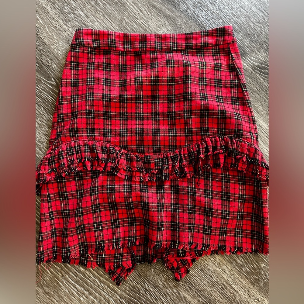 NSF ruffle plaid skirt